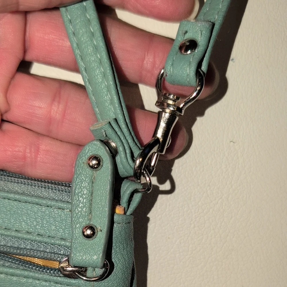 Franco Sarto Cream and Teal Wristlet